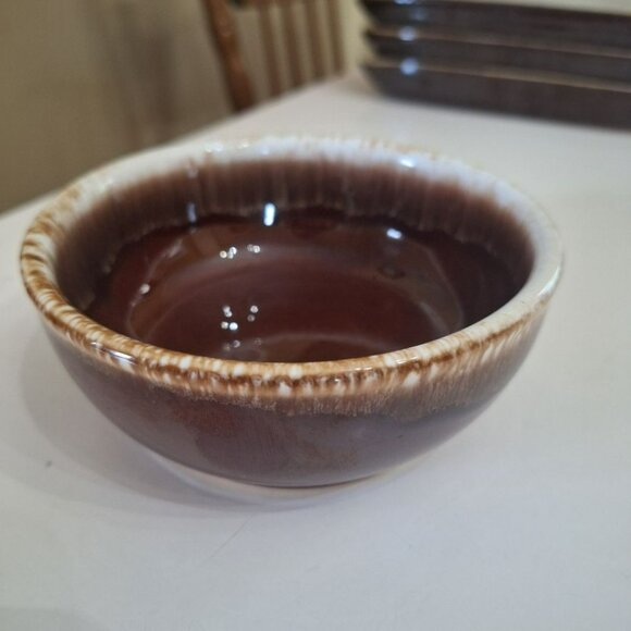 Hull Small Bowl 5 Inch Brown Drip Glaze Vintage USA Pottery Dessert Ice Cream - Picture 3 of 6